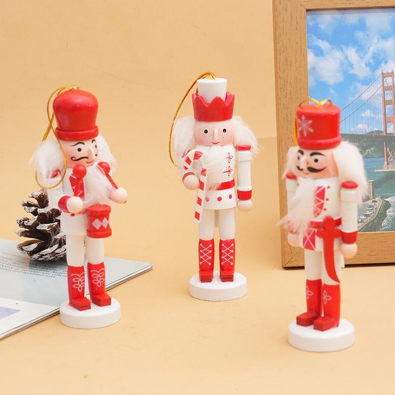 13cm Wooden Nutcracker Christmas Tree Decorations Set