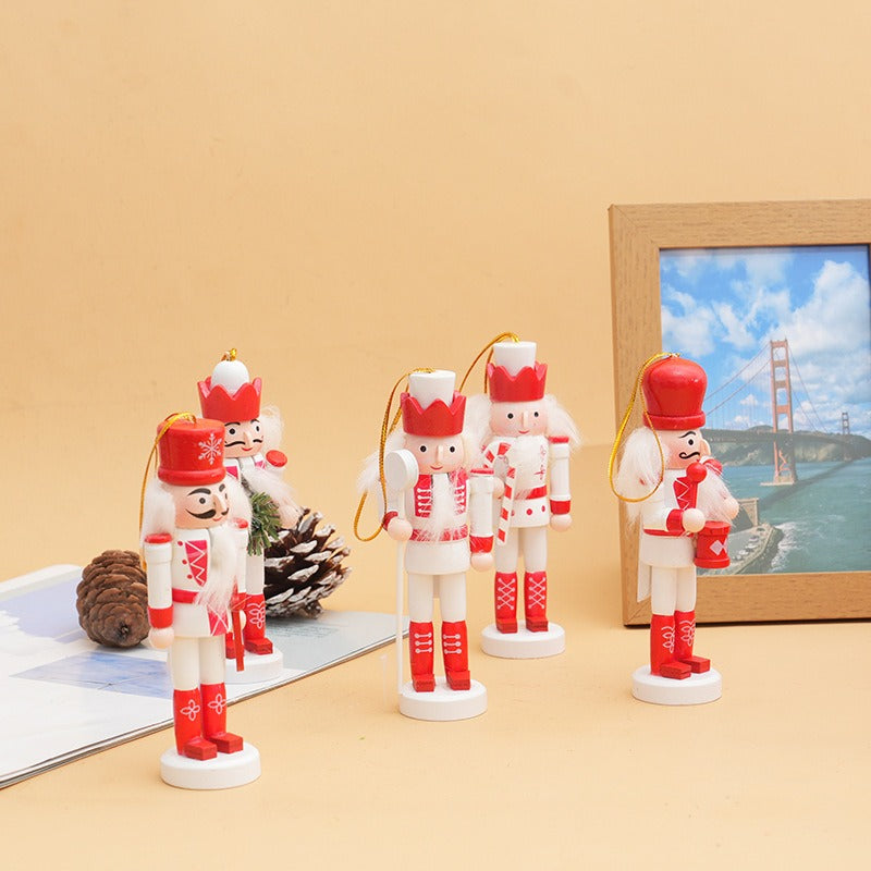 13cm Wooden Nutcracker Christmas Tree Decorations Set