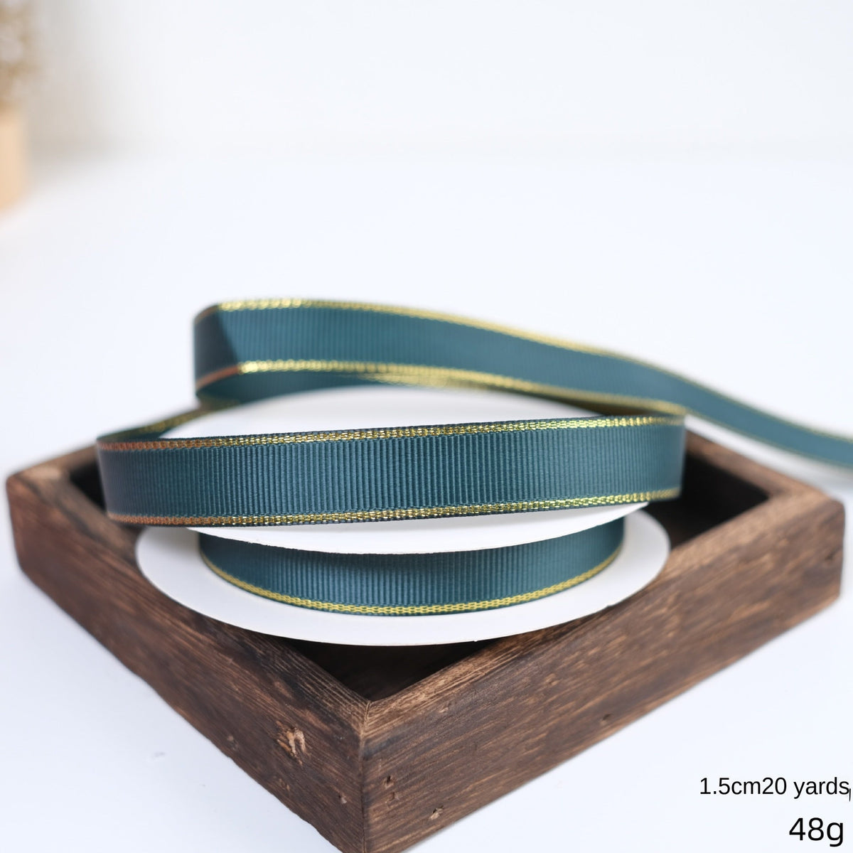 Christmas Ribbon with Gold Edges for Gift Wrapping