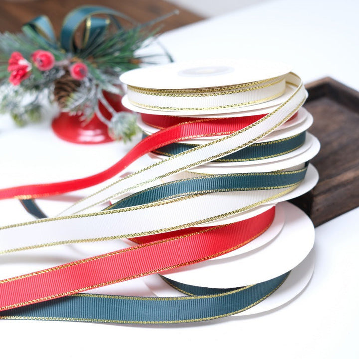 Christmas Ribbon with Gold Edges for Gift Wrapping