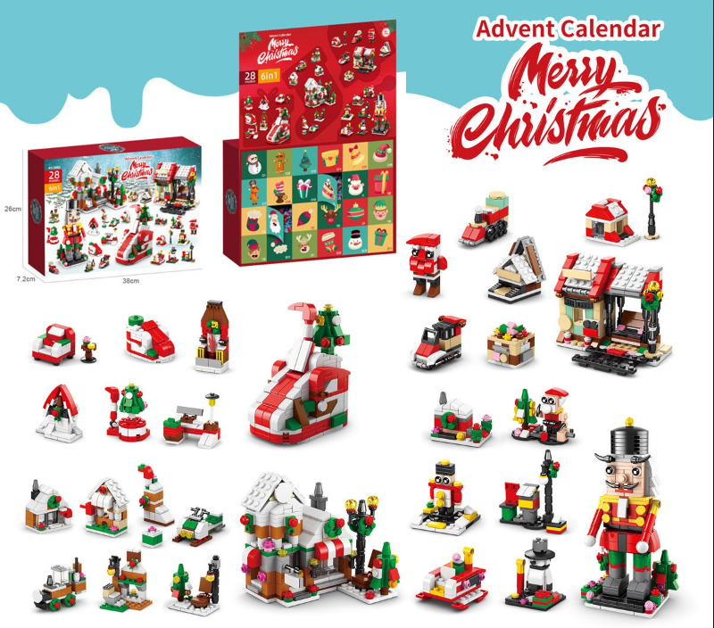 Christmas Advent Calendar Building Block Toy Set for Kids