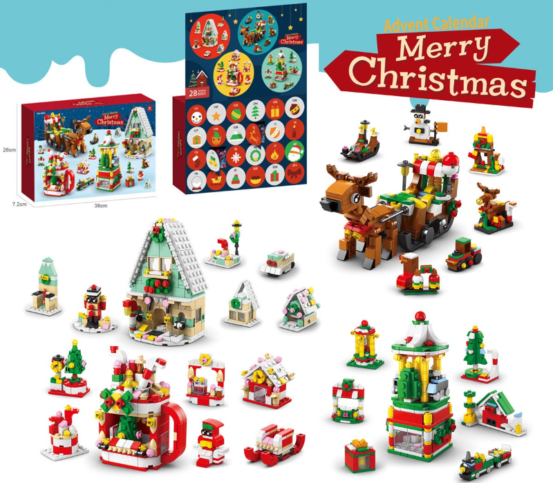 Christmas Advent Calendar Building Block Toy Set for Kids