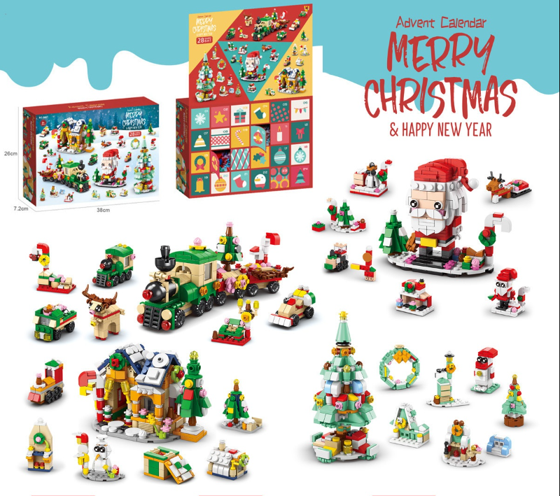 Christmas Advent Calendar Building Block Toy Set for Kids