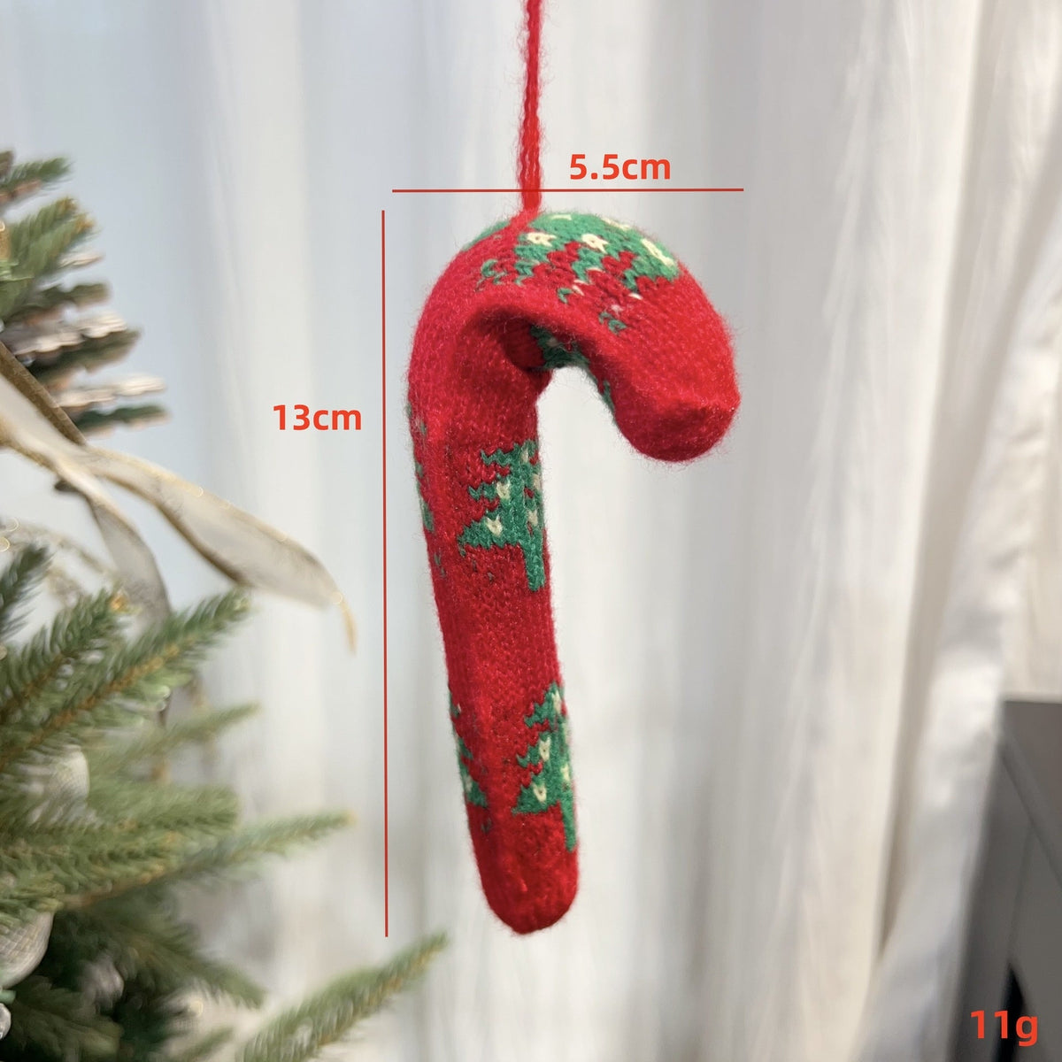 3D Knitted Candy Cane Christmas Tree Decor Ornaments