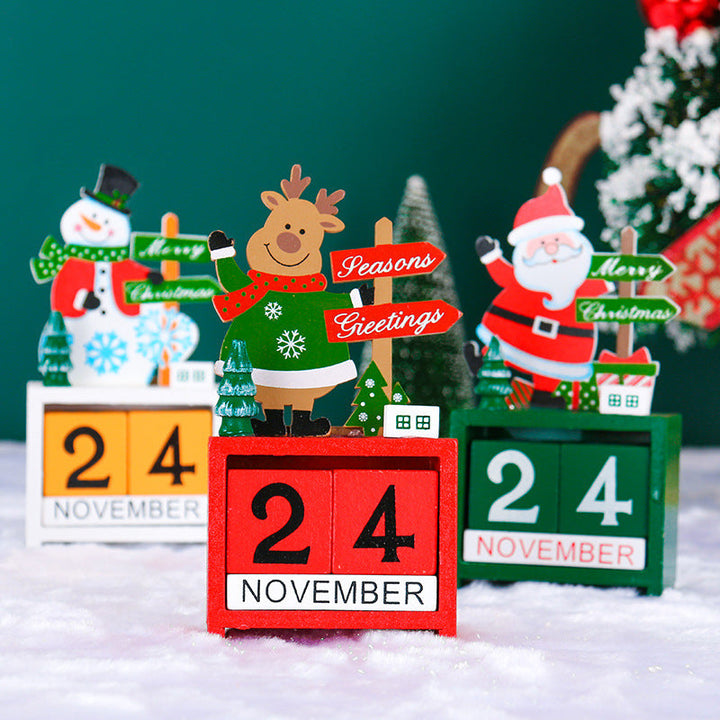 3D Wooden Christmas Calendar for Festive Desktop Decor