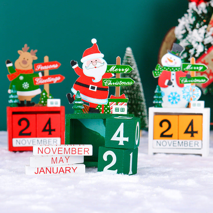 3D Wooden Christmas Calendar for Festive Desktop Decor