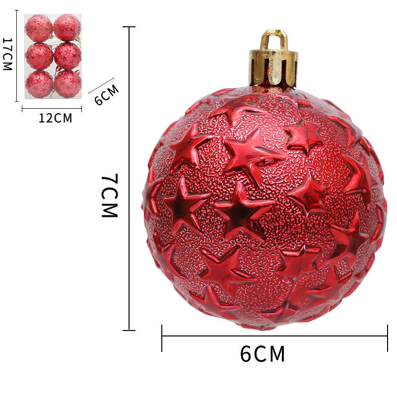 6cm Christmas Star Relief Ornaments for Holiday Sparkle