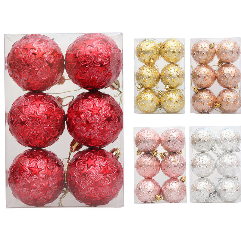6cm Christmas Star Relief Ornaments for Holiday Sparkle