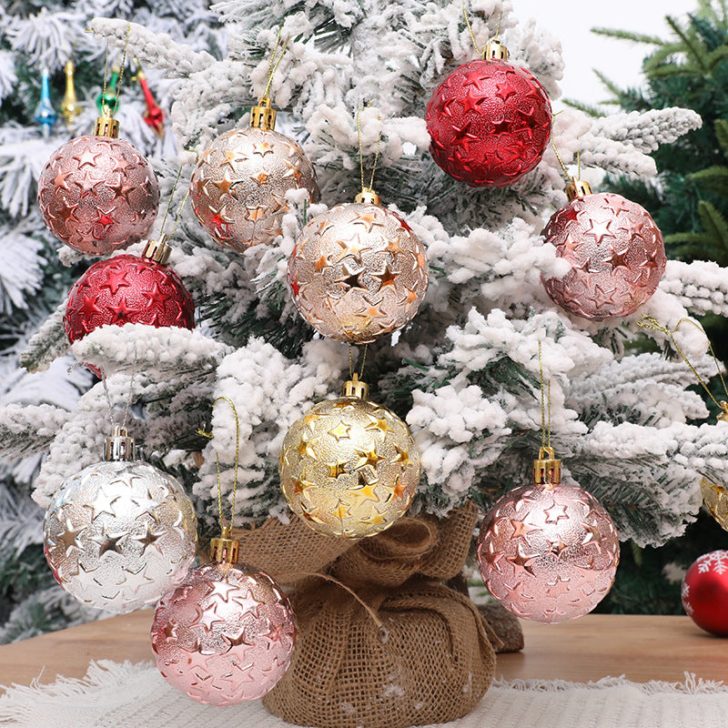 6cm Christmas Star Relief Ornaments for Holiday Sparkle