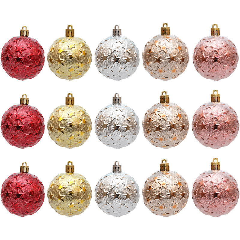 6cm Christmas Star Relief Ornaments for Holiday Sparkle