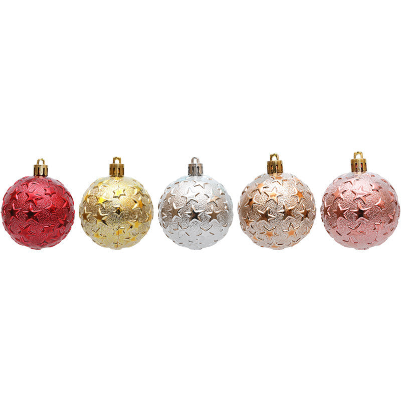6cm Christmas Star Relief Ornaments for Holiday Sparkle