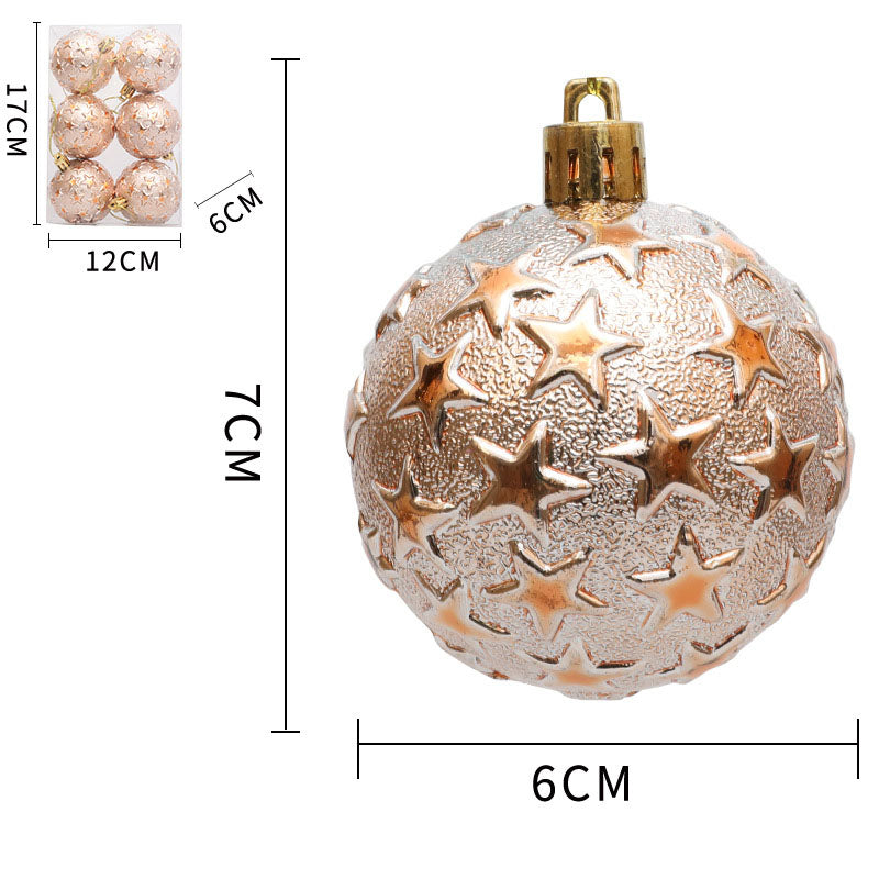 6cm Christmas Star Relief Ornaments for Holiday Sparkle