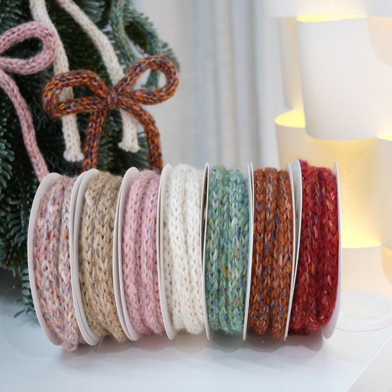 Knitted Yarn Rope Bow Ties for Christmas Tree & Gifts