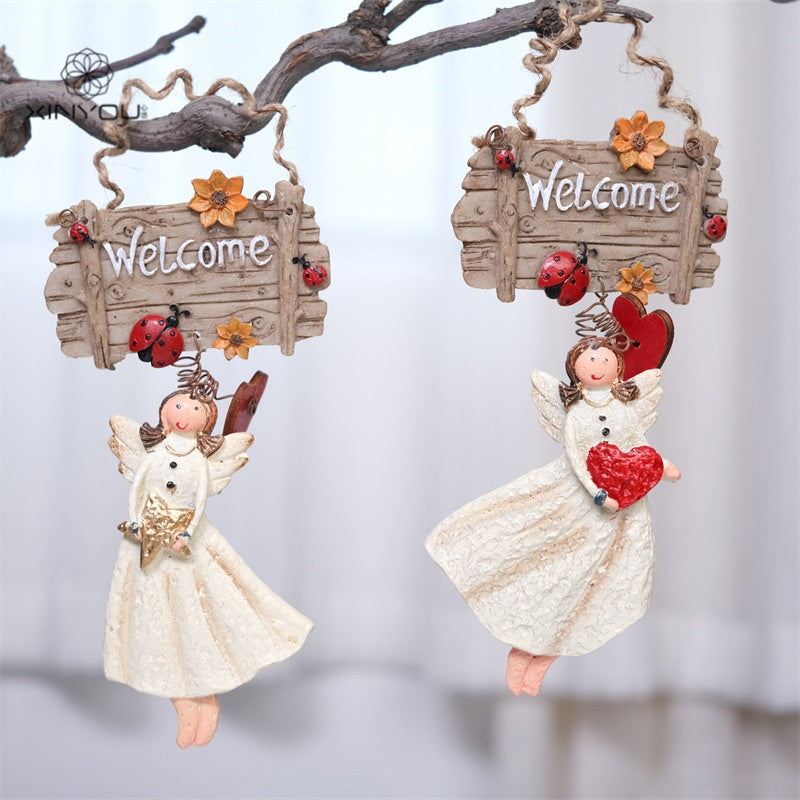 Christmas Welcome Angel Hanging Ornament Door Decor
