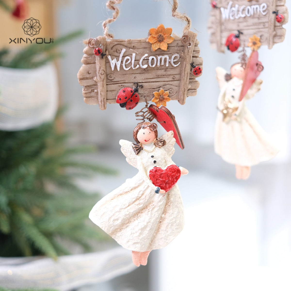 Christmas Welcome Angel Hanging Ornament Door Decor