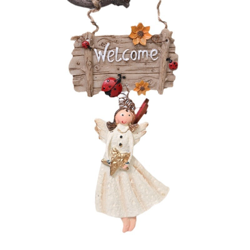 Christmas Welcome Angel Hanging Ornament Door Decor