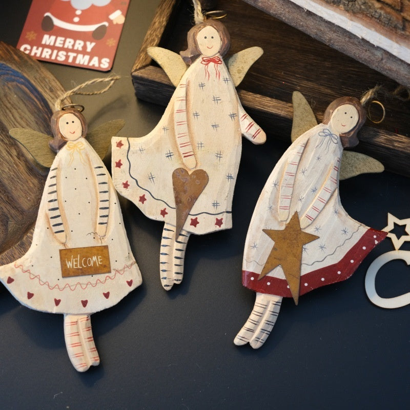 Christmas Angel Door Sign – Rustic Hand-Painted Decor