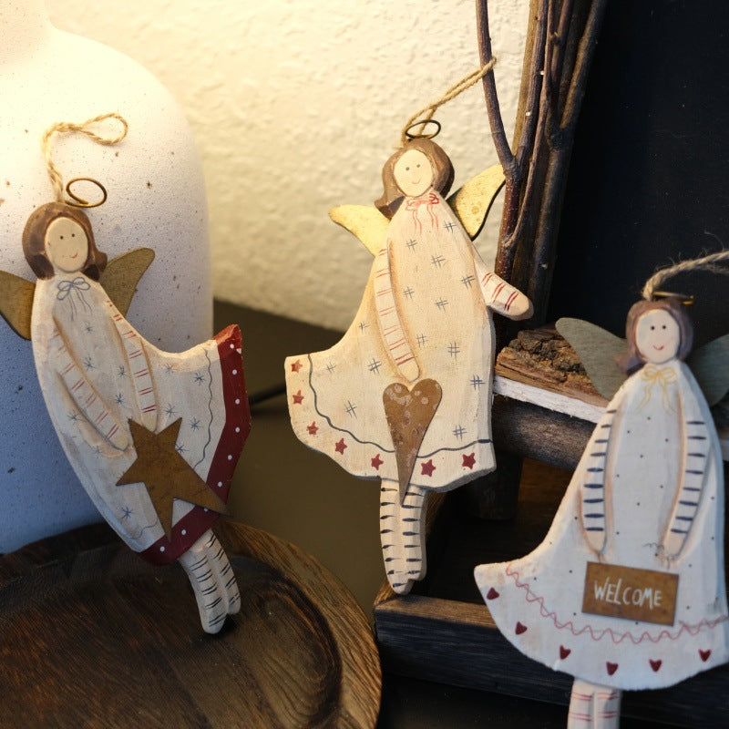 Christmas Angel Door Sign – Rustic Hand-Painted Decor