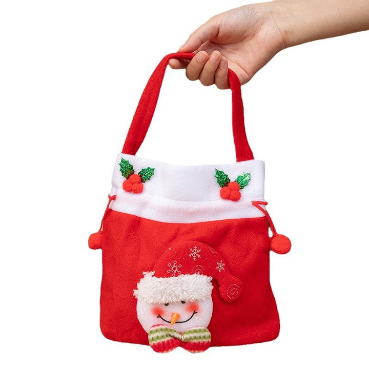 Christmas Drawstring Gift Bag With Plush Characters