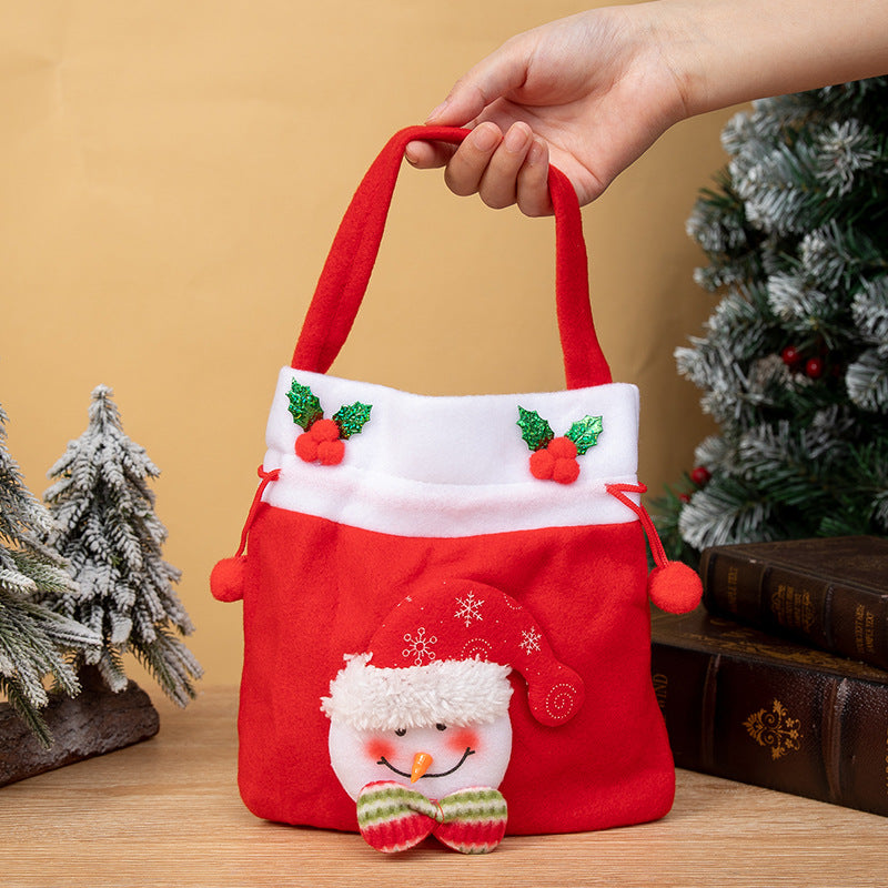 Christmas Drawstring Gift Bag With Plush Characters