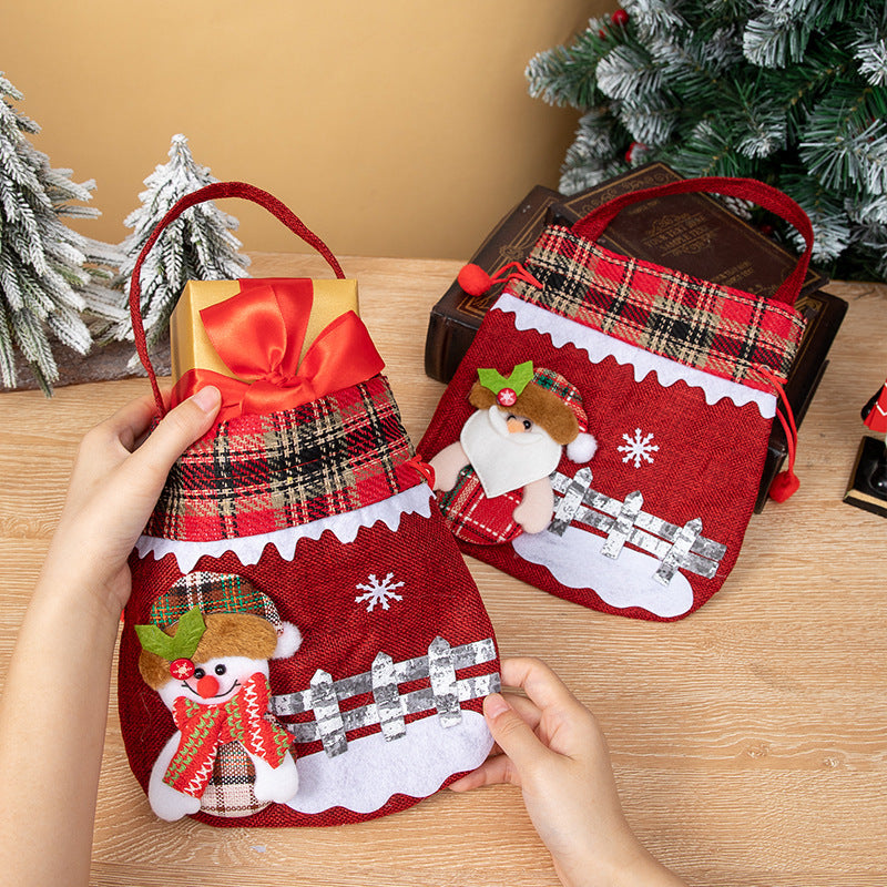 Christmas Gift Bag — Reusable Snowman Apple Design
