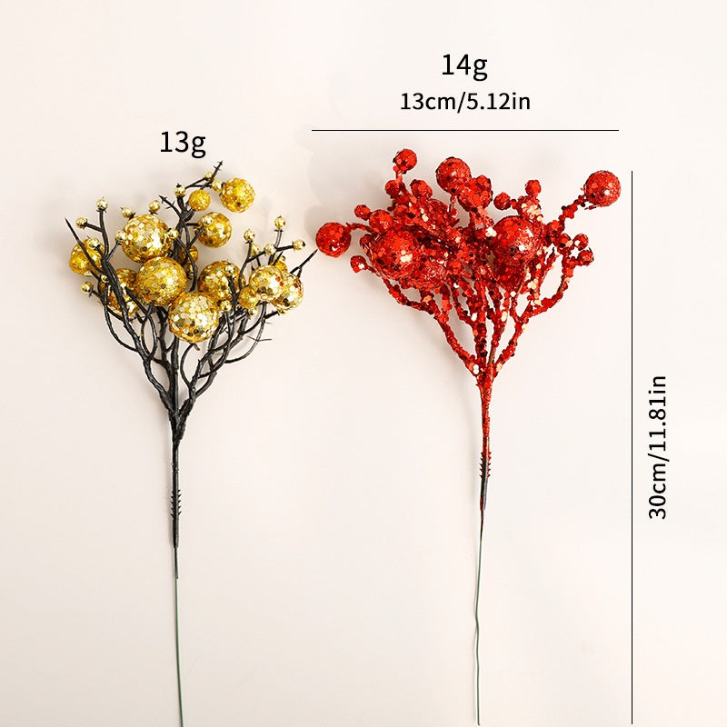 Glitter Berry Branch Christmas Stems for Tree & Wreath