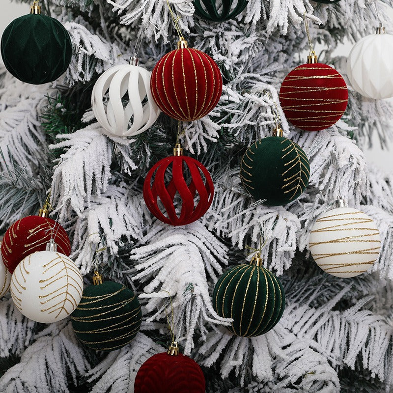 Christmas Tree Ornaments: Elegant 8cm Velvet Baubles