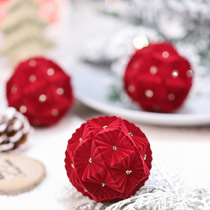 Christmas Ball Ornaments Set: 12 Plush 8cm Baubles