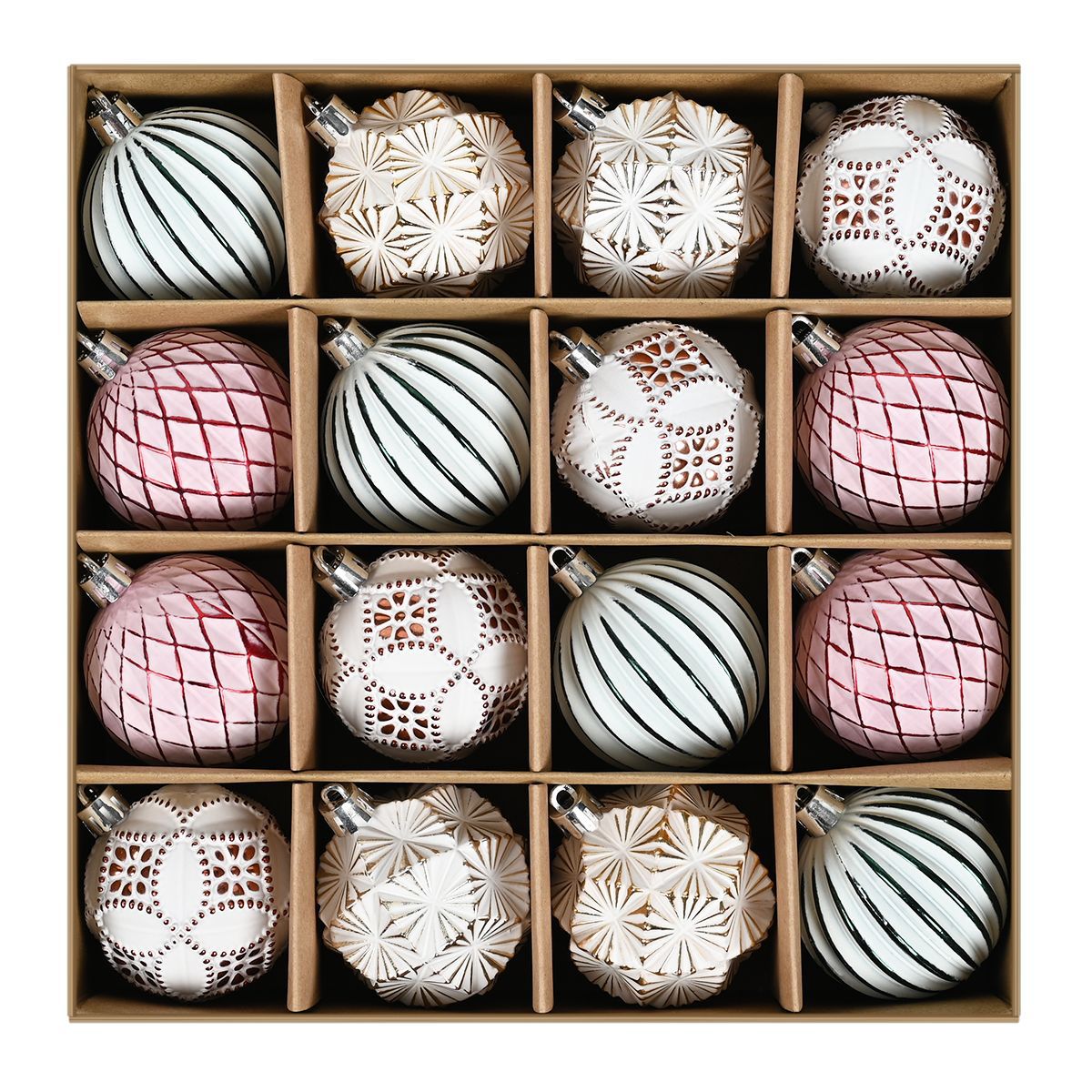 Christmas Ornaments Vintage 16-Piece Display Gift Box