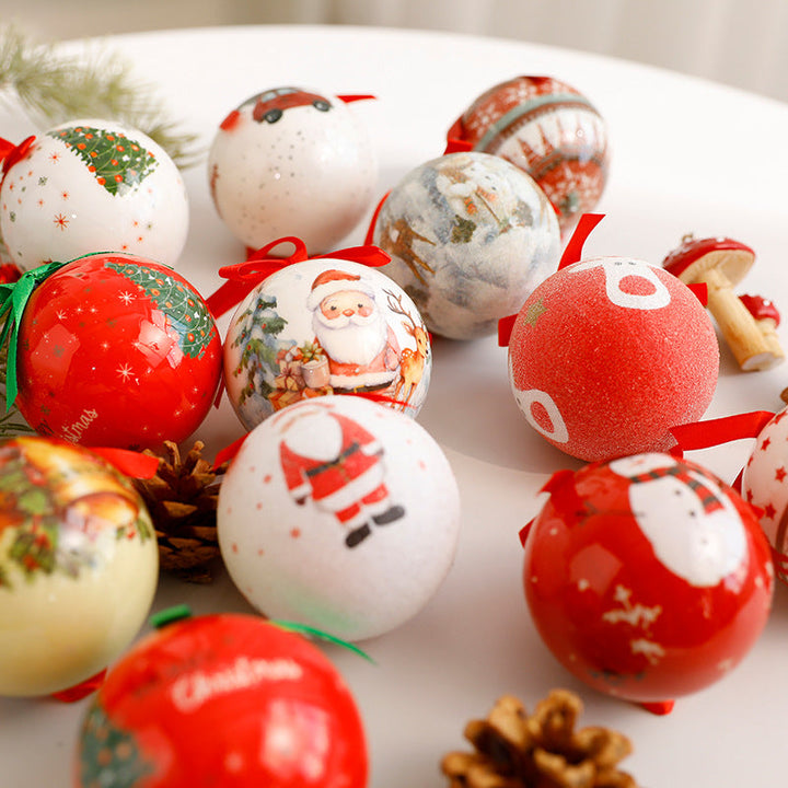 Christmas Ball Ornaments Set Foam Glitter Tree Decor