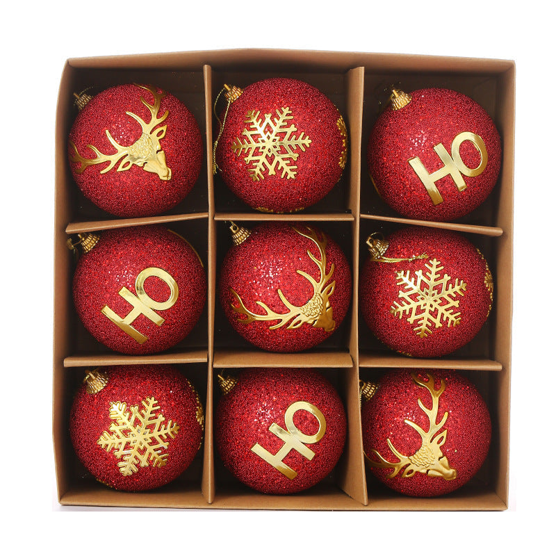 Glitter Christmas Tree Ornaments Set, 9-Piece Decor