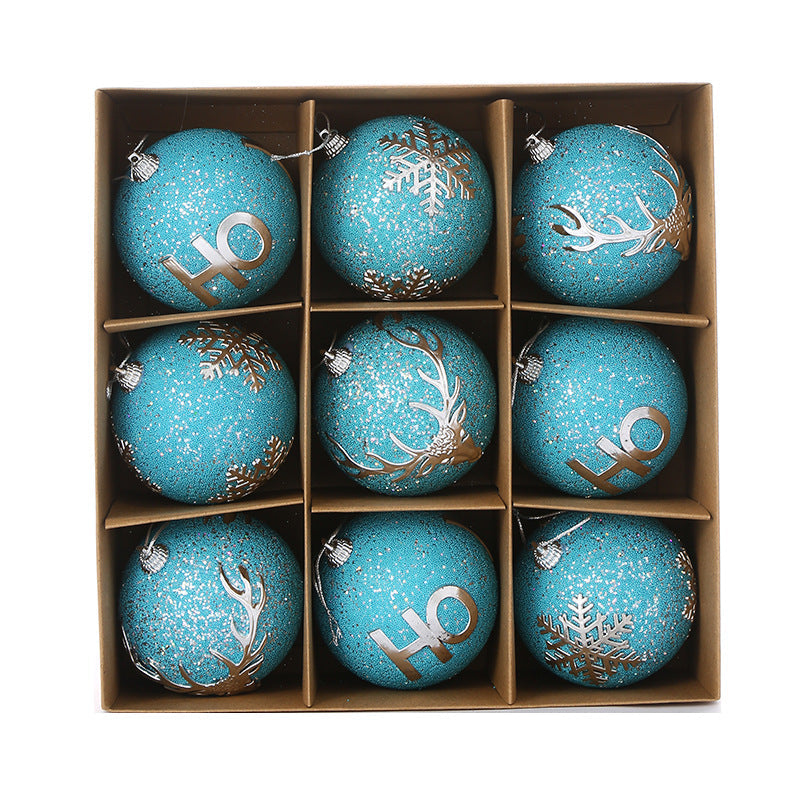 Glitter Christmas Tree Ornaments Set, 9-Piece Decor