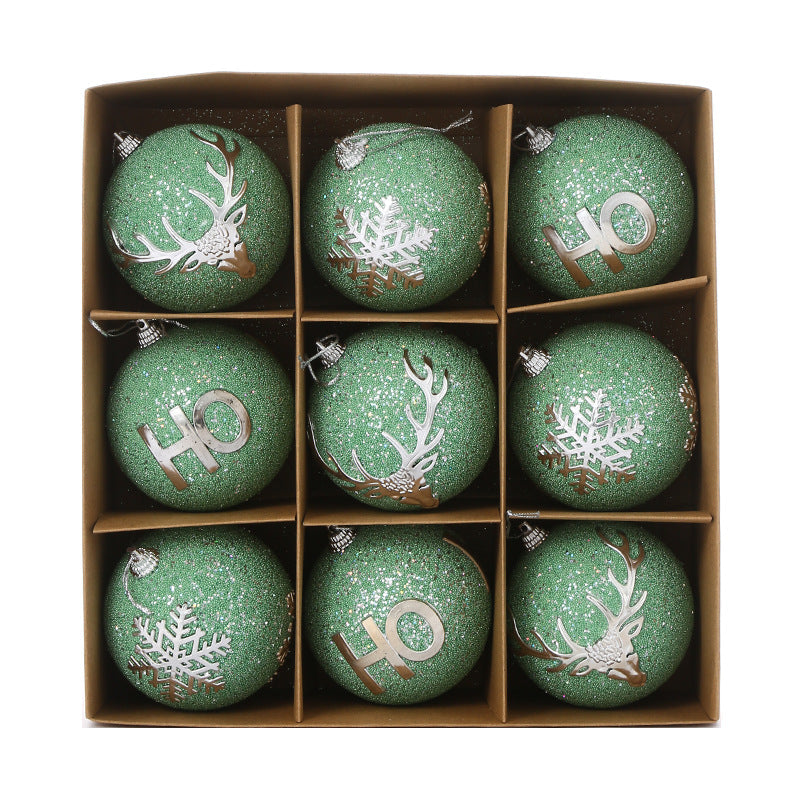 Glitter Christmas Tree Ornaments Set, 9-Piece Decor