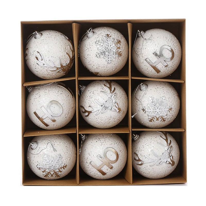 Glitter Christmas Tree Ornaments Set, 9-Piece Decor