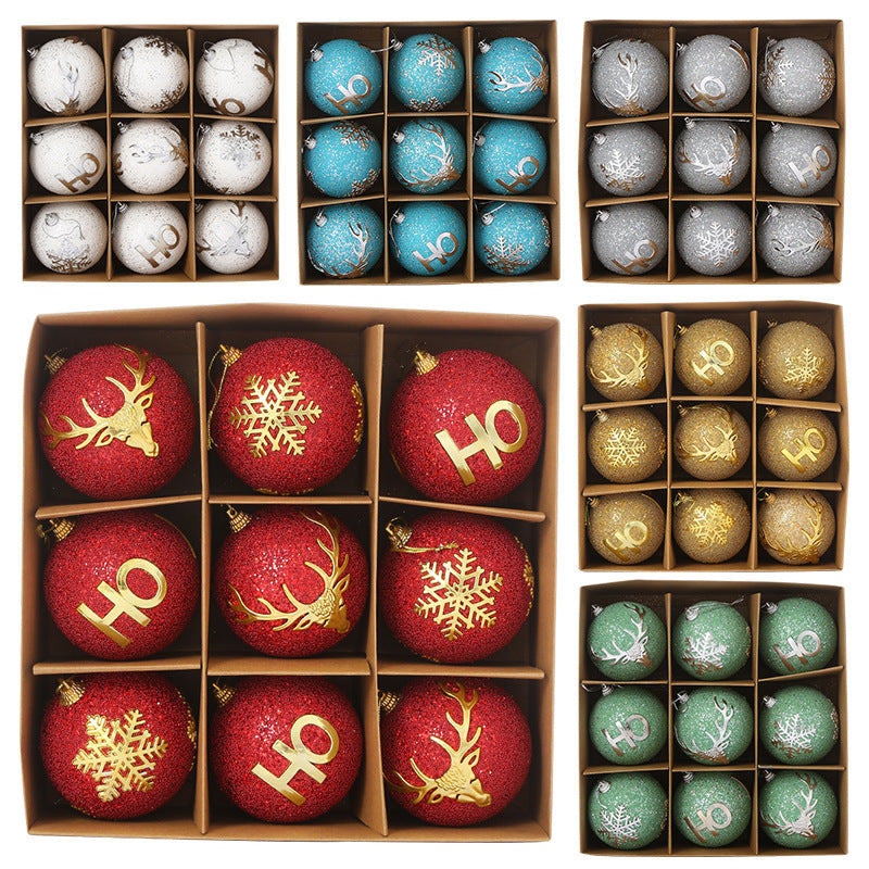 Glitter Christmas Tree Ornaments Set, 9-Piece Decor