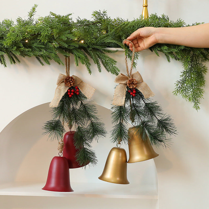 Christmas Bell Ornament for Rustic Holiday Door Decor