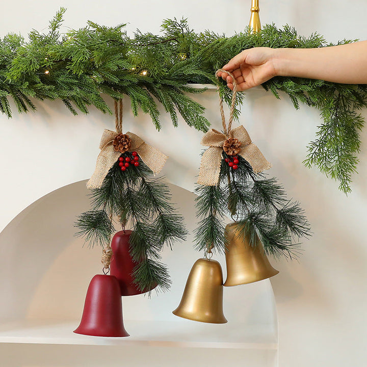 Christmas Bell Ornament for Rustic Holiday Door Decor