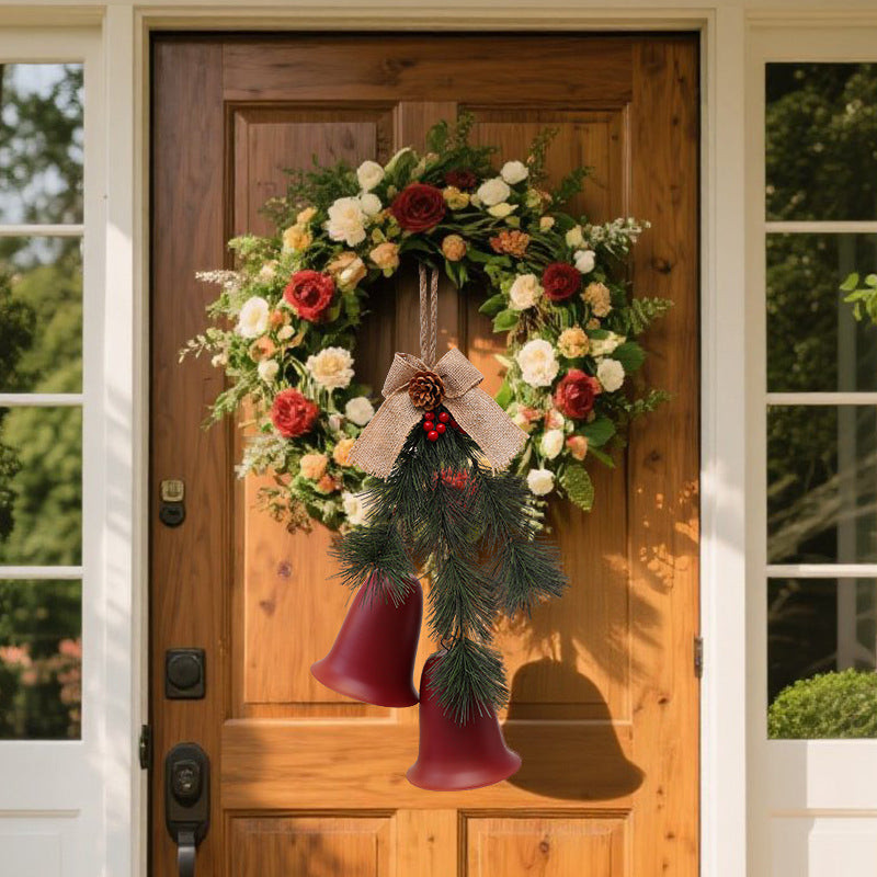 Christmas Bell Ornament for Rustic Holiday Door Decor