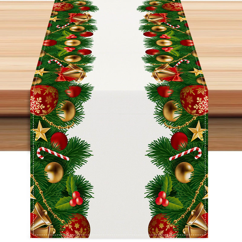 Christmas Table Runner With Festive Bell Decorations