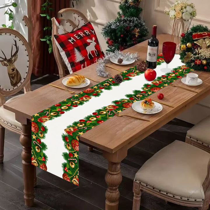 Christmas Table Runner With Festive Bell Decorations