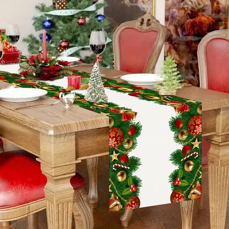 Christmas Table Runner With Festive Bell Decorations