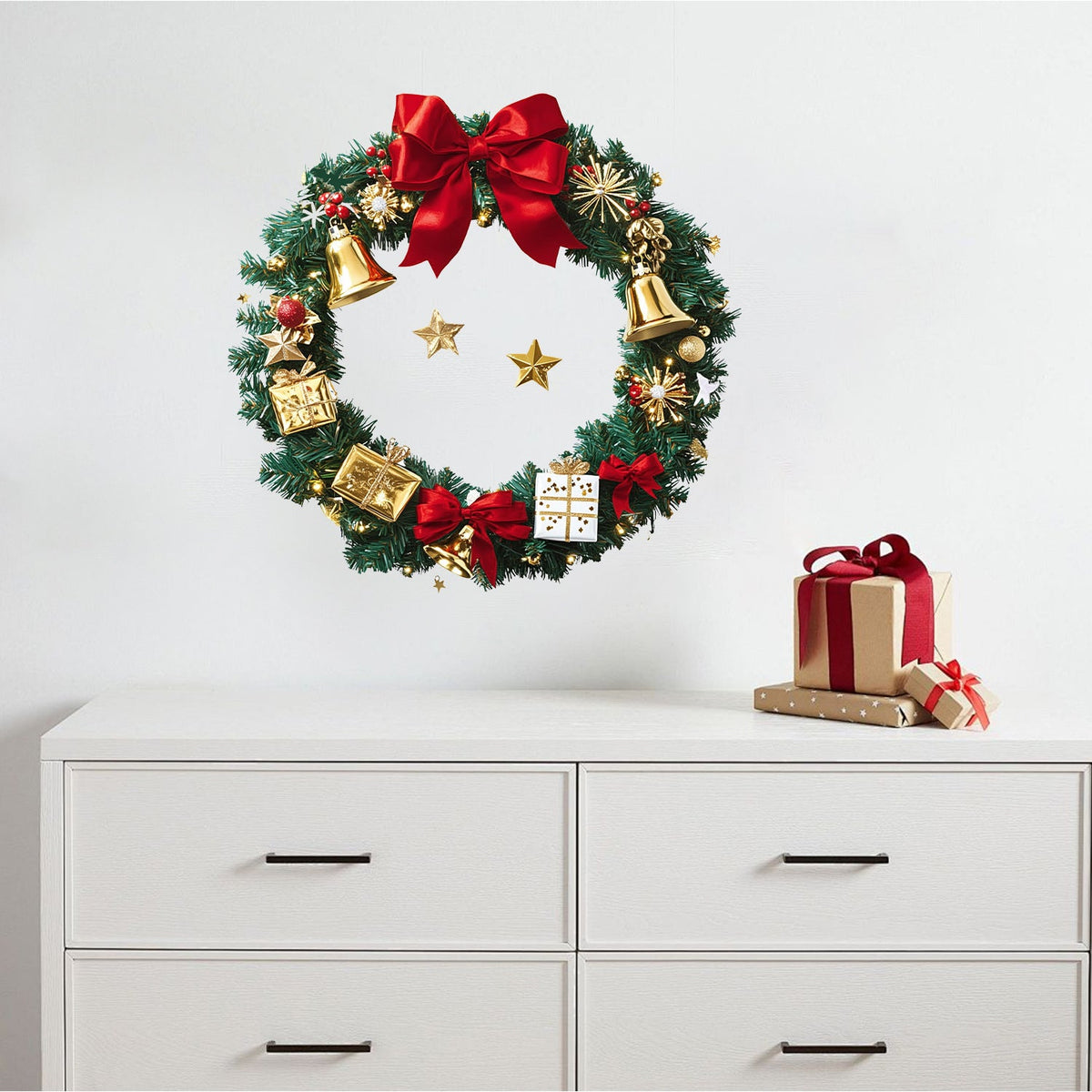 Christmas Wall Sticker Wreath for Instant Holiday Cheer