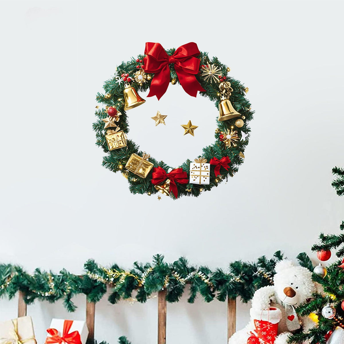 Christmas Wall Sticker Wreath for Instant Holiday Cheer