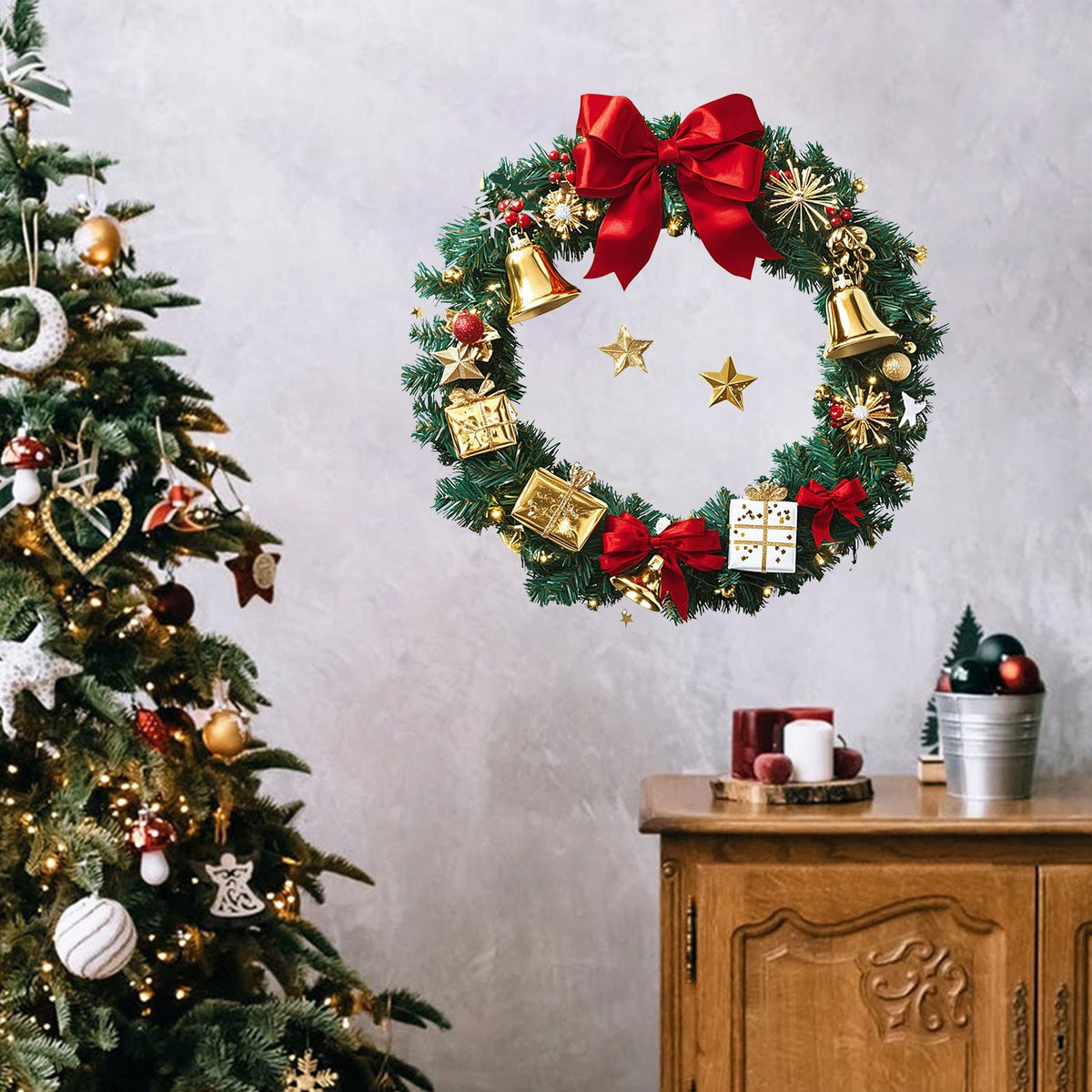 Christmas Wall Sticker Wreath for Instant Holiday Cheer