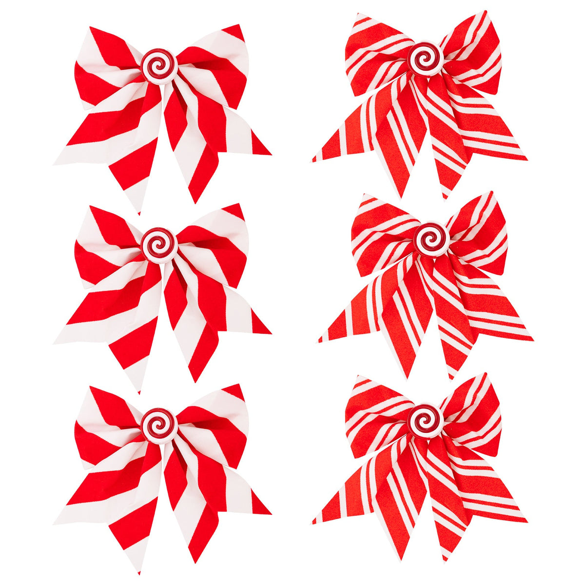 Christmas Bow Ornament – Red & White Candy Stripe