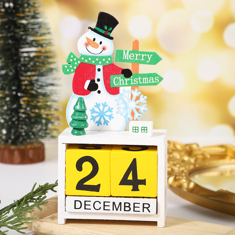 Perpetual Christmas Calendar Wooden Snowman Ornament