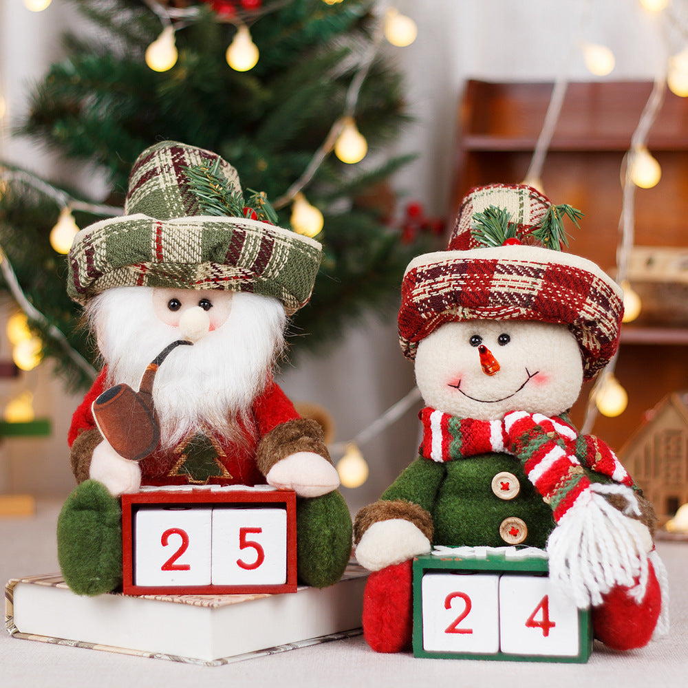 Christmas Calendar Snowman & Old Man Tabletop Decor