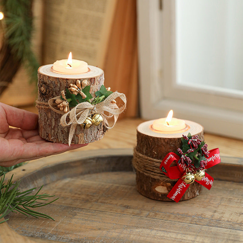 Rustic Christmas Candle Holder for Warm Holiday Glow