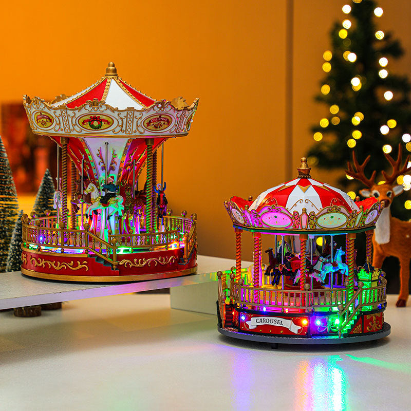 Christmas Carousel Music Box Decor With Glowing Charm