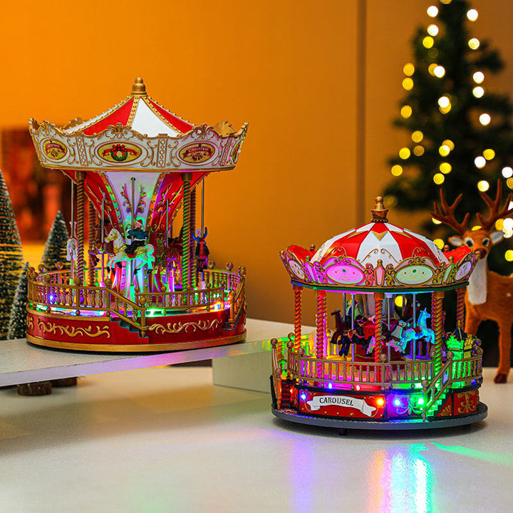 Christmas Carousel Music Box Decor With Glowing Charm